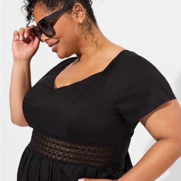 Torrid Black Sweetheart Neck Flutter Sleeve Midi Dress - Picture 3 of 11